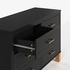 Modern 6-Drawer Dresser with Metal Handles.