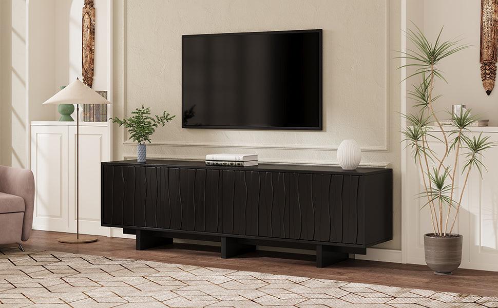 Retro Style Rustic Wood Grain TV Stand for 75' TVs.