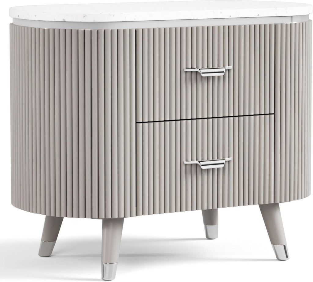 Light Gray Nightstand with Dovetail Drawers.