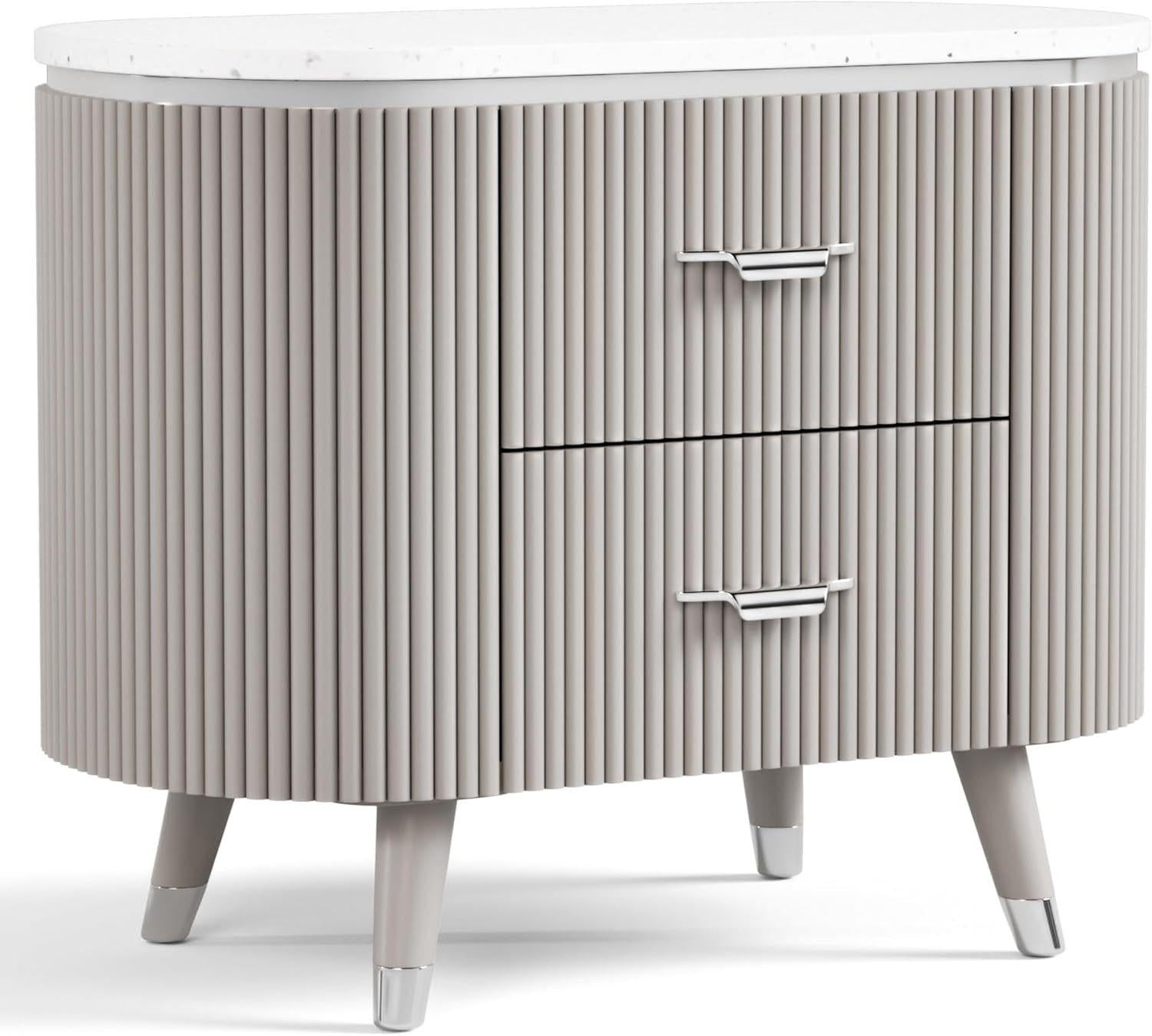 Light Gray Nightstand with Dovetail Drawers.