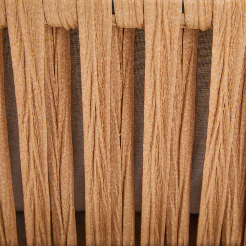 36' Beige and Light Wood-Tone Rope Iron Lounge Chair with Cushions, Perfect for Natural and Modern Spaces - Groovy Boardz