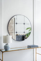 D36" Traditional Decor Style Round Antique Glass Wall Mirror,  Wall Decor for for Bathroom Entryway Console Lean Against Wall