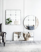 D36" Traditional Decor Style Round Antique Glass Wall Mirror,  Wall Decor for for Bathroom Entryway Console Lean Against Wall