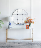 D36" Traditional Decor Style Round Antique Glass Wall Mirror,  Wall Decor for for Bathroom Entryway Console Lean Against Wall