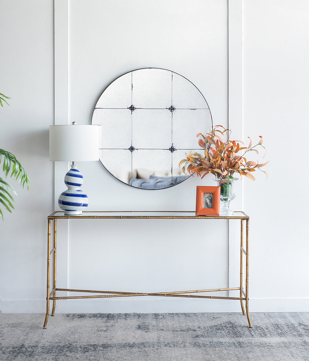 D36" Traditional Decor Style Round Antique Glass Wall Mirror,  Wall Decor for for Bathroom Entryway Console Lean Against Wall