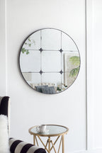 D36" Traditional Decor Style Round Antique Glass Wall Mirror,  Wall Decor for for Bathroom Entryway Console Lean Against Wall