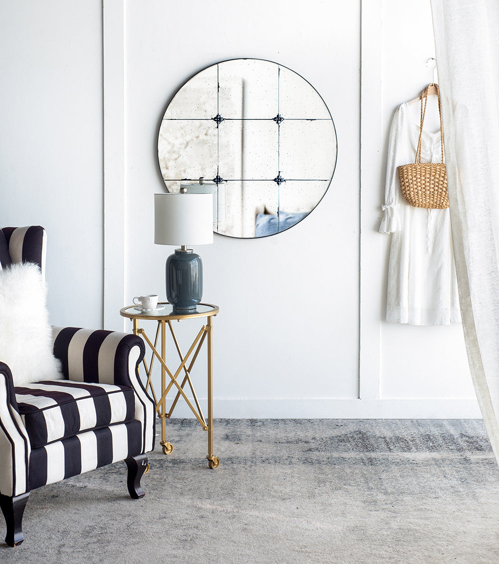 D36" Traditional Decor Style Round Antique Glass Wall Mirror,  Wall Decor for for Bathroom Entryway Console Lean Against Wall