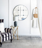 D36" Traditional Decor Style Round Antique Glass Wall Mirror,  Wall Decor for for Bathroom Entryway Console Lean Against Wall