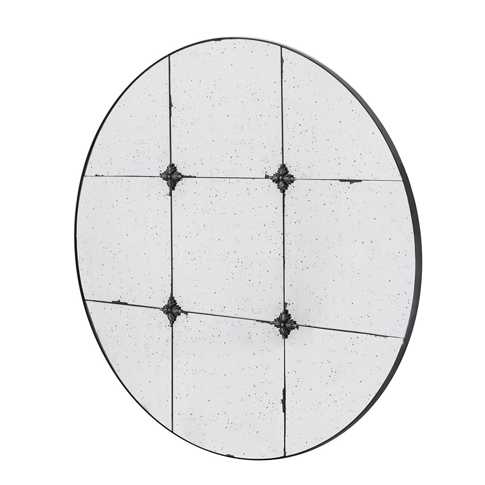 D36" Traditional Decor Style Round Antique Glass Wall Mirror,  Wall Decor for for Bathroom Entryway Console Lean Against Wall