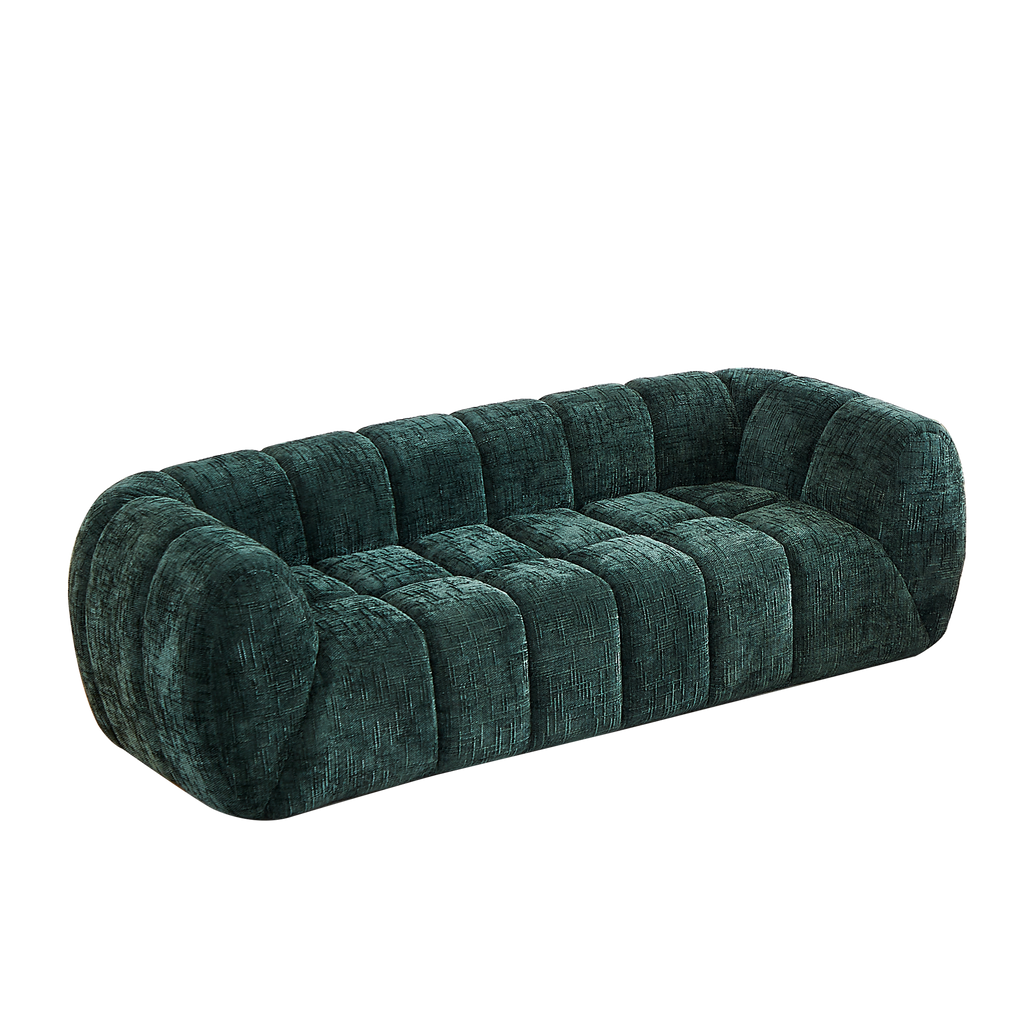 Chenille Foam Sofa - Modern Quilted Design for Comfort.