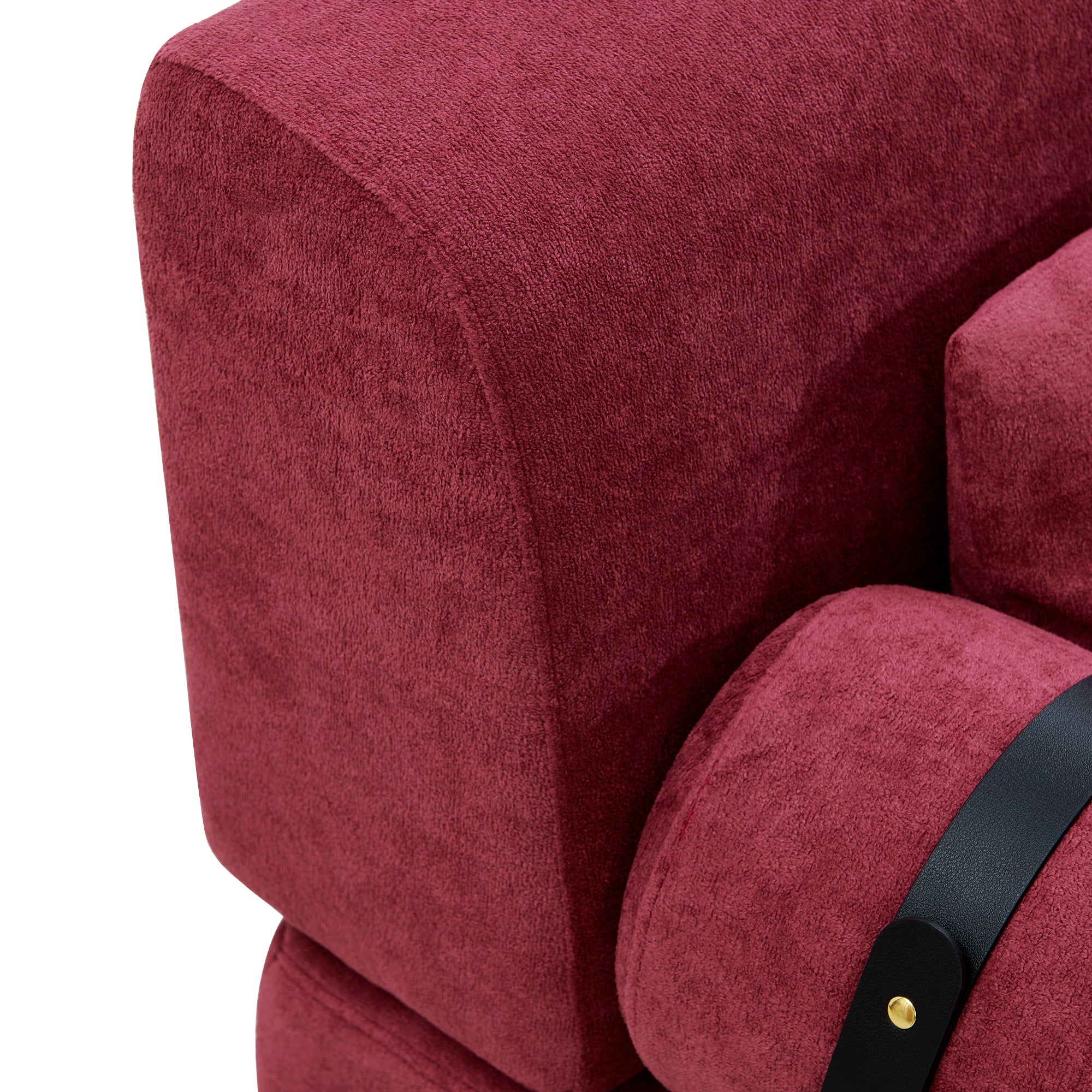 Modern Loveseat Sofa 59' Sofa Couch 2-Seater with USB Ports, Unique Cylindrical Armrests, Red Chenille