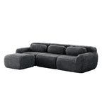 Dark Grey Plush Sofa - L-Shaped, No Assembly | Modular Design with rounded edges and ergonomic backrests for stylish relaxation.