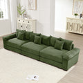 Oversized Green Corduroy 3-Seater Modular Sofa with Thick Armrests