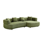 110.63 Inch Curved Modular Sofa in Green.
