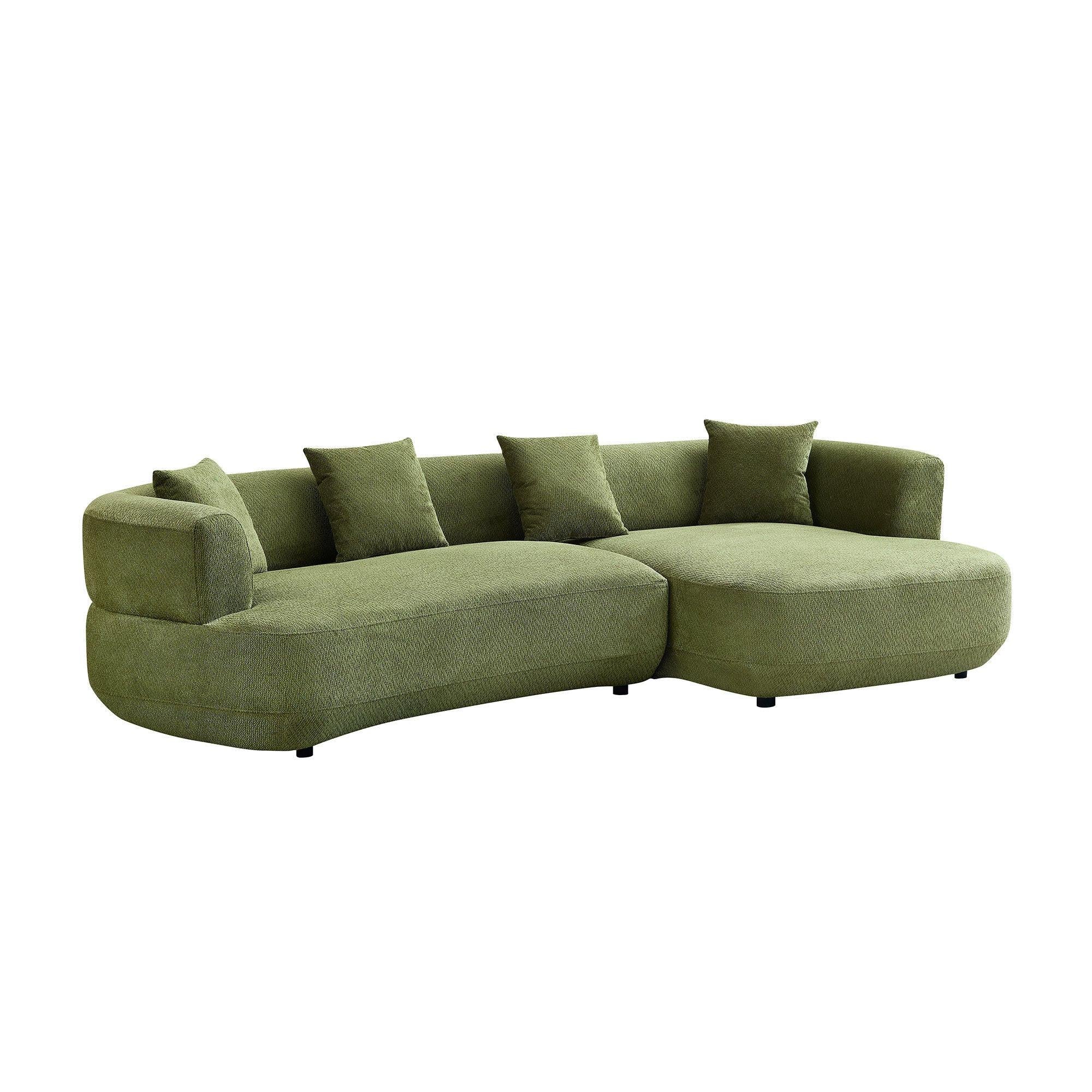 110.63 Inch Curved Modular Sofa in Green.