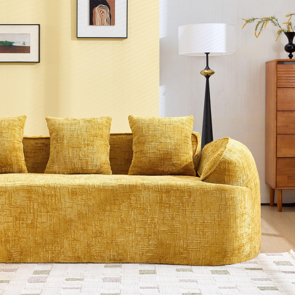 Yellow Chenille L-Shaped Sofa with Comfort and Style.