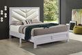 Moreland King Bed in Sparkling White with Faux Leather Headboard