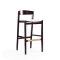 Klismos Wood Upholstered Barstool in Ivory