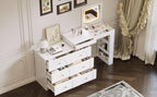 Vanity Desk with Mirror and Lights - Flip-Top Makeup Table.