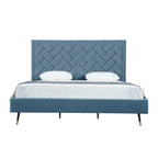 Crosby Upholstered Velvet King Bed in Blue.