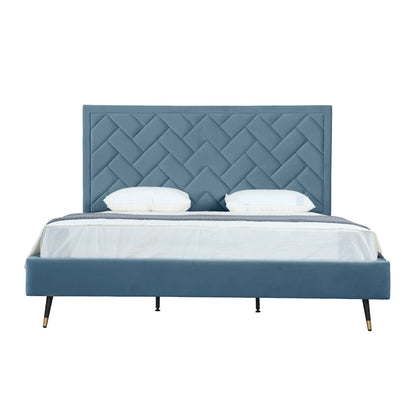 Crosby Upholstered Velvet King Bed in Blue
