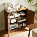 Walnut 31.5-inch Sideboard Cabinet with Curved Design.