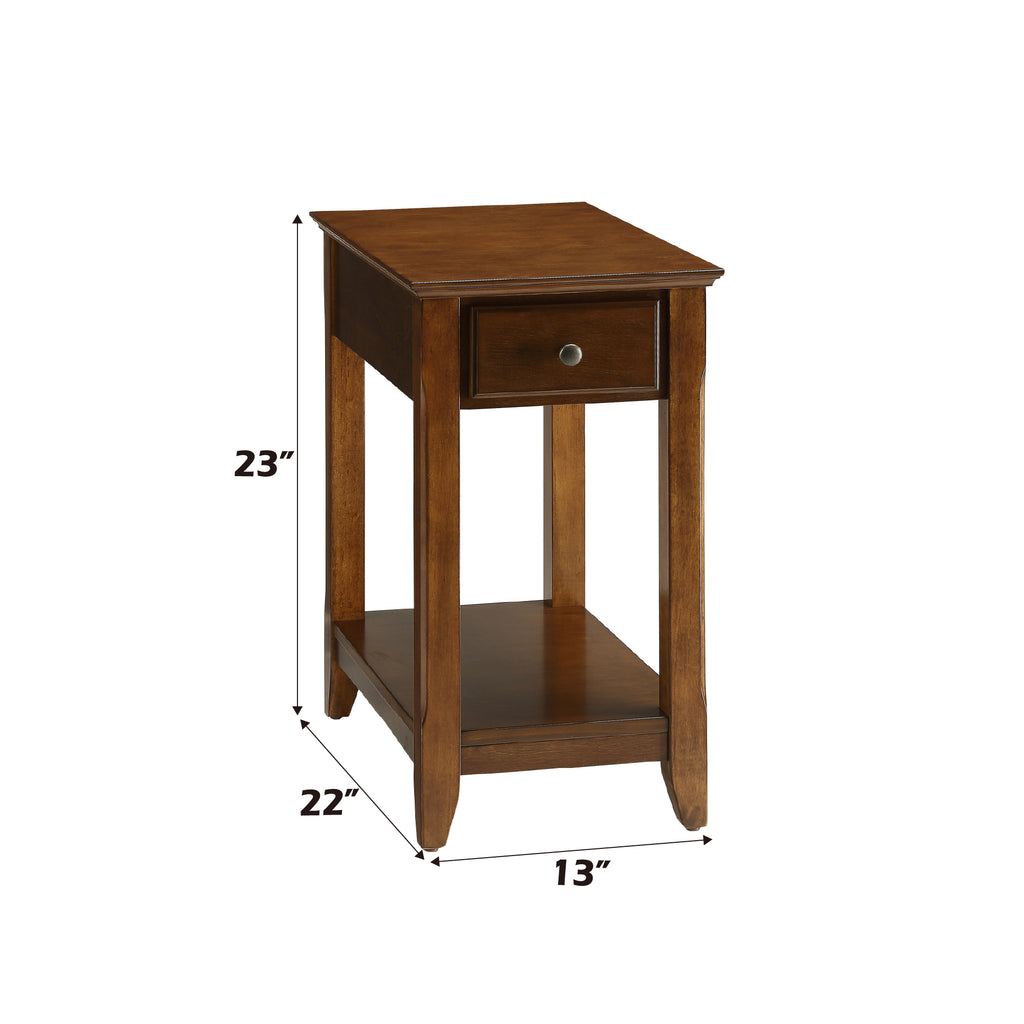 Walnut Finish Accent Table - Versatile Storage with dimensions 23x13x22 inches, ideal for small spaces and easy assembly.