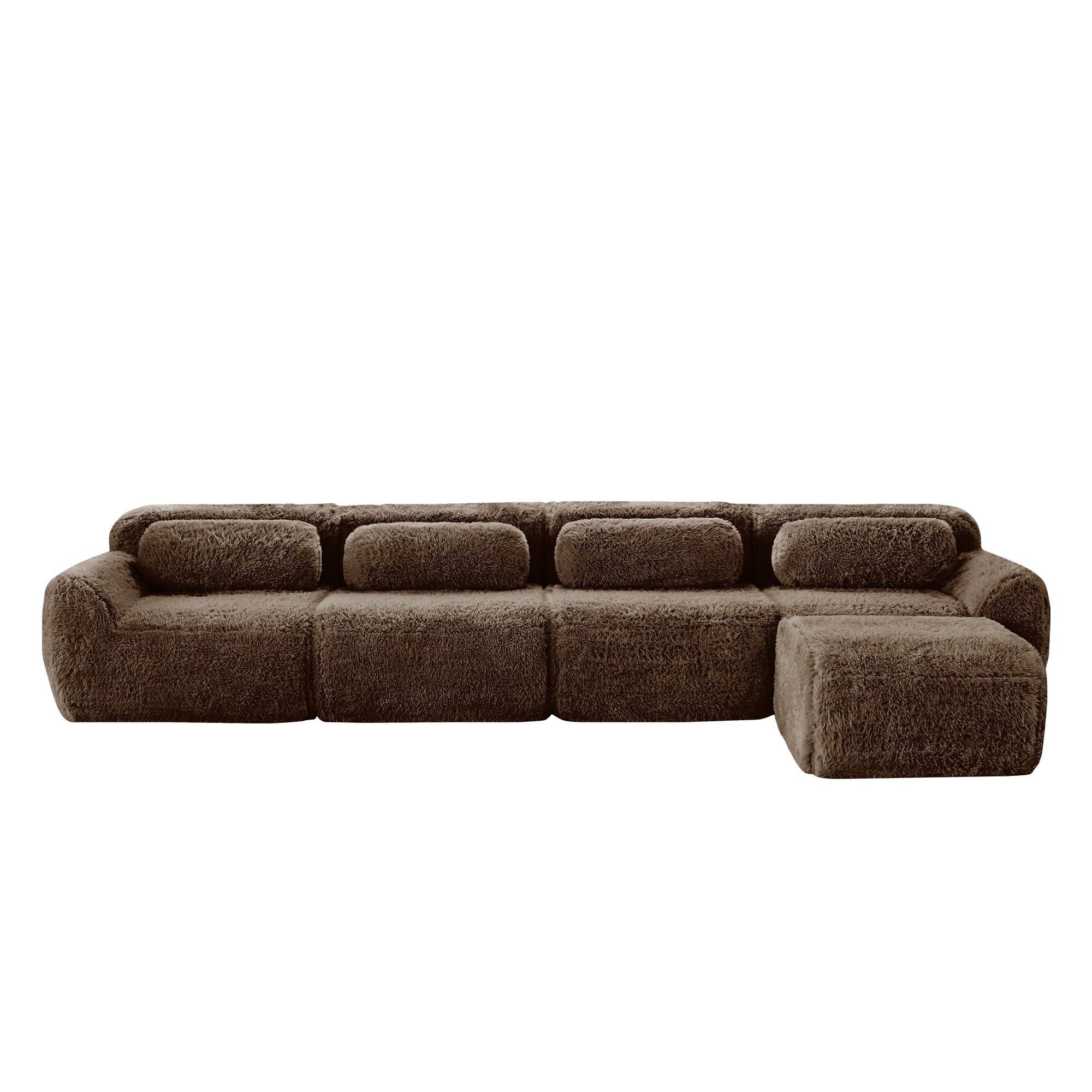 Modular Plush Fabric Sectional Sofa - No Assembly.