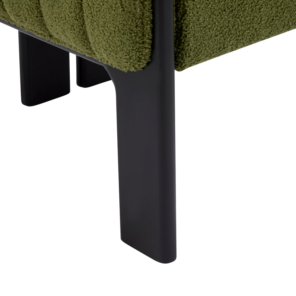 Close-up of black rubber wood leg on a modern dining chair, showing durable construction and sleek finish.