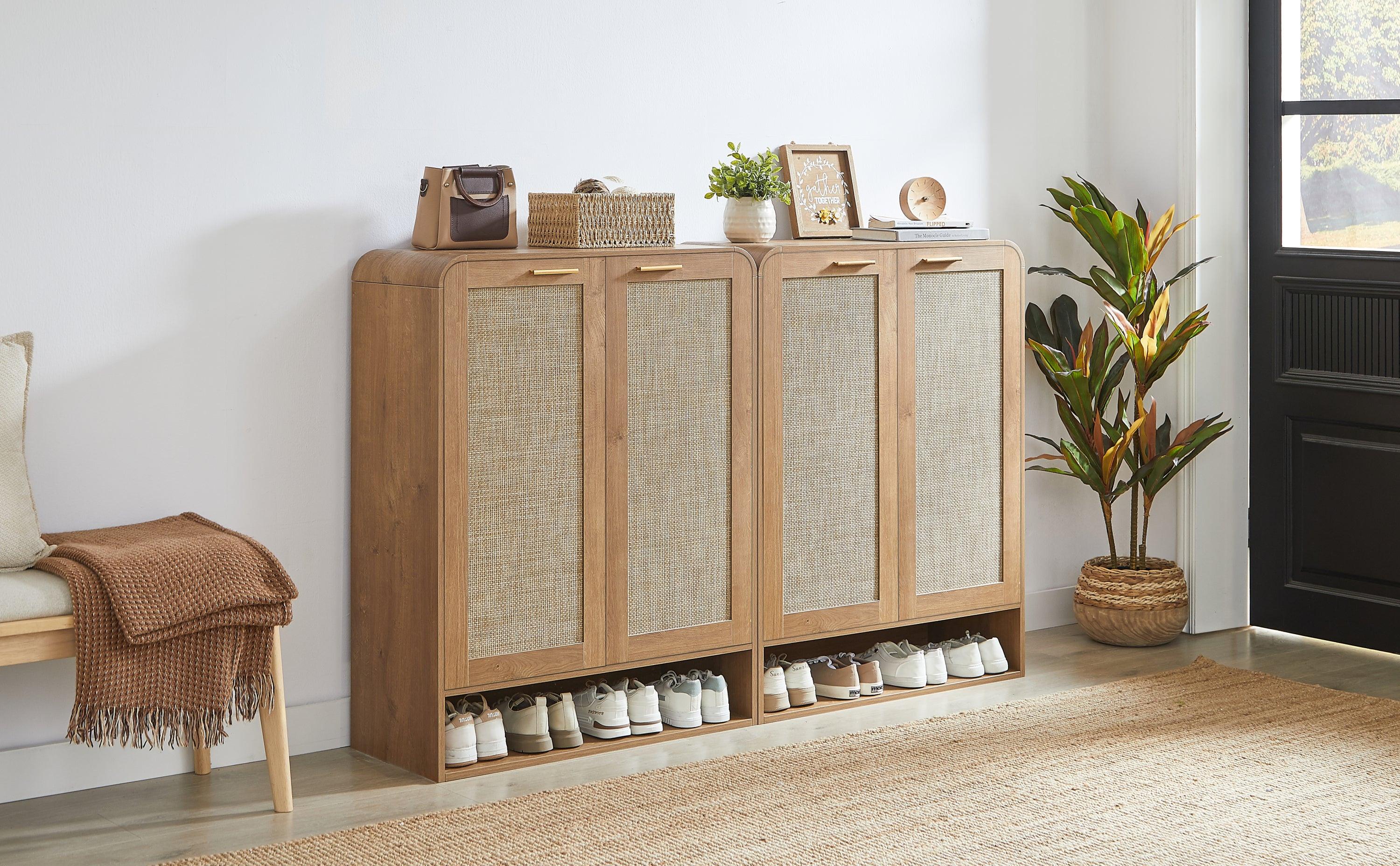 Rattan Shoe Cabinet with 6-Tiers for Shoe Storage.