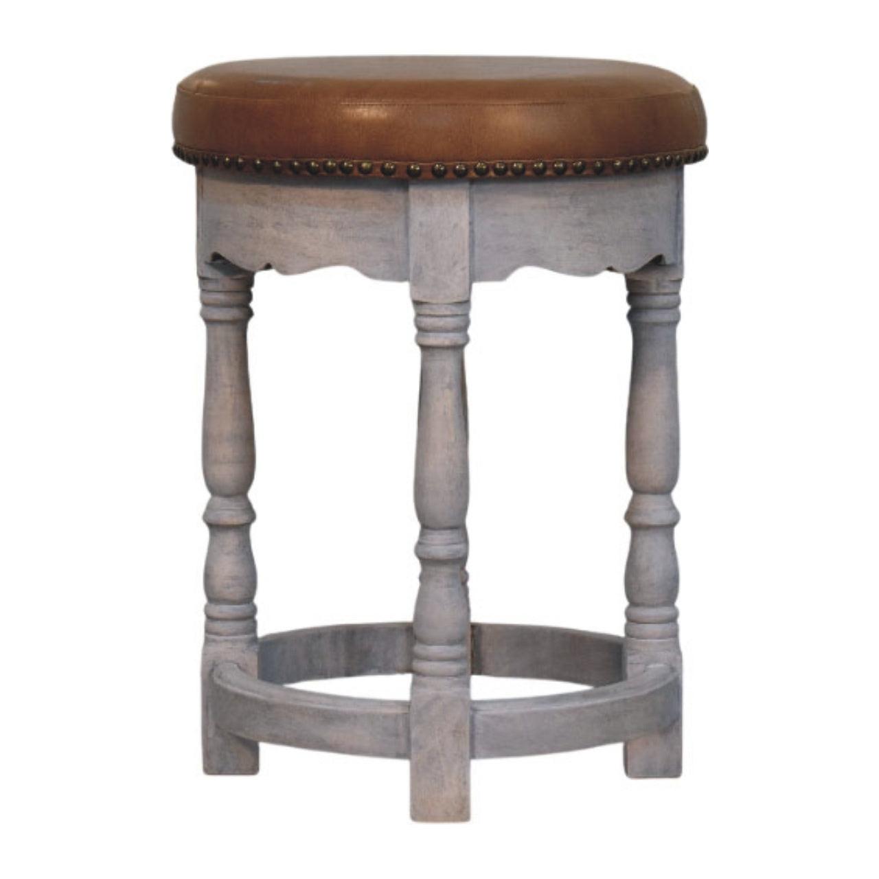 Solid Wood Rustic Charm Stool for Dining Room Use.