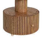 Close-up of the wood-grain base and central support column of the Unique Four-Leaf Clover Side Table with vertical slat design.