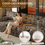 Black Floral Cloud Couch - 3&4-Seater Oxford Fabric Sofa.