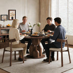Wabi-Sabi Oak Round Table Set with 4 Chairs & Lazy Susan.