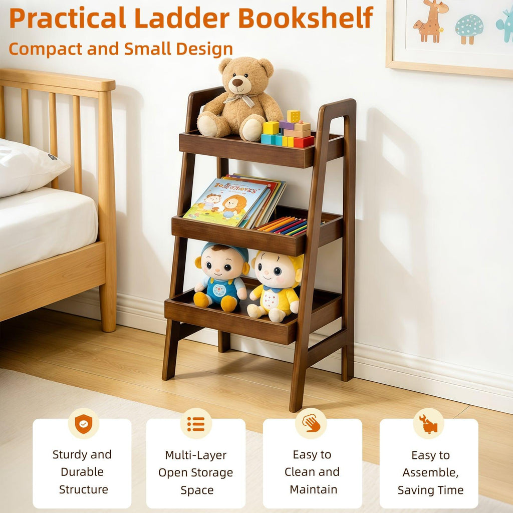 3 Tier Solid Wood Ladder Shelf for Home & Office.