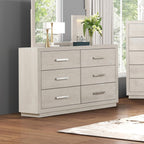 Light Gray Six Drawers Dresser for Bedroom Storage.