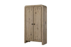 Knotty Oak Armoire - Solid Wood featuring closed double doors with decorative wood accents and a natural oak finish.