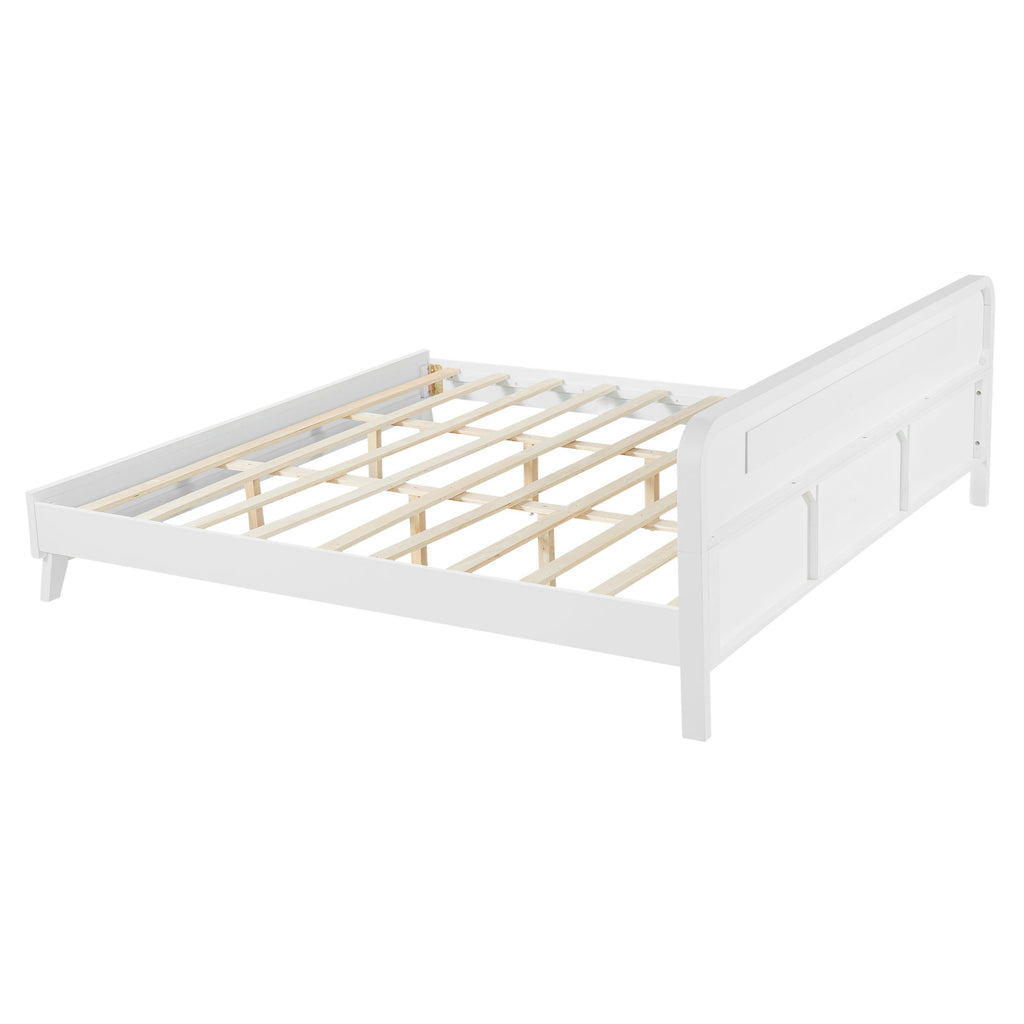 Pine Solid Wood King Size Bed - No Box Spring Needed.