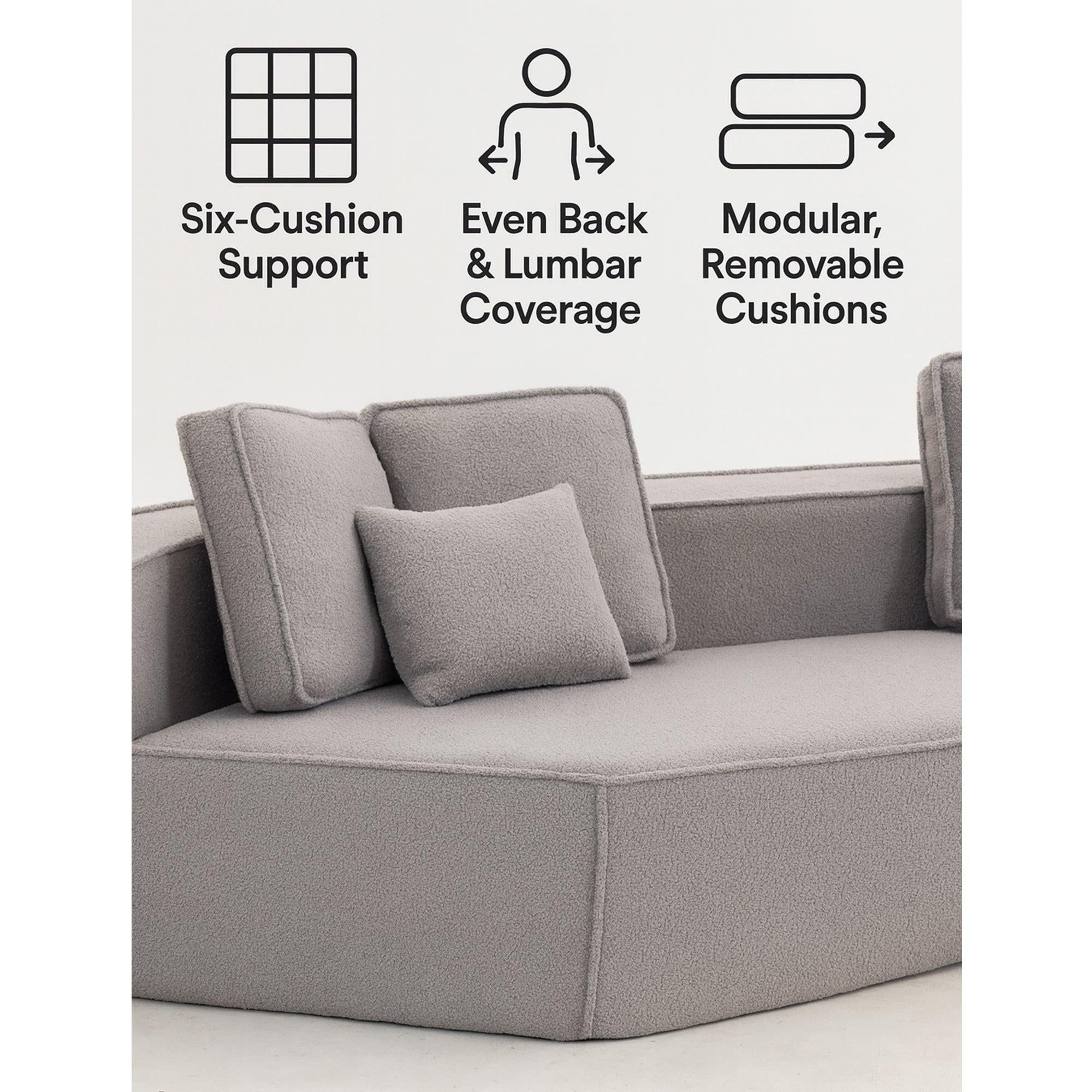 Modern Minimalist Teddy Fabric Single Sofa Chair, Plush Upholstered Seating with Three Supportive Back Cushions for Stylish Living Rooms and Cozy Interiors-33017-R.