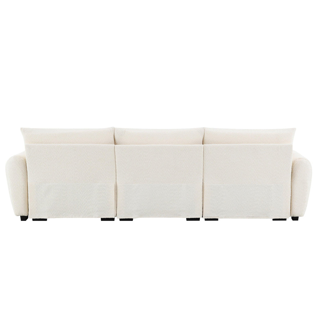 Modular Sectional Sofa with Movable Ottoman & Boucle Fabric.