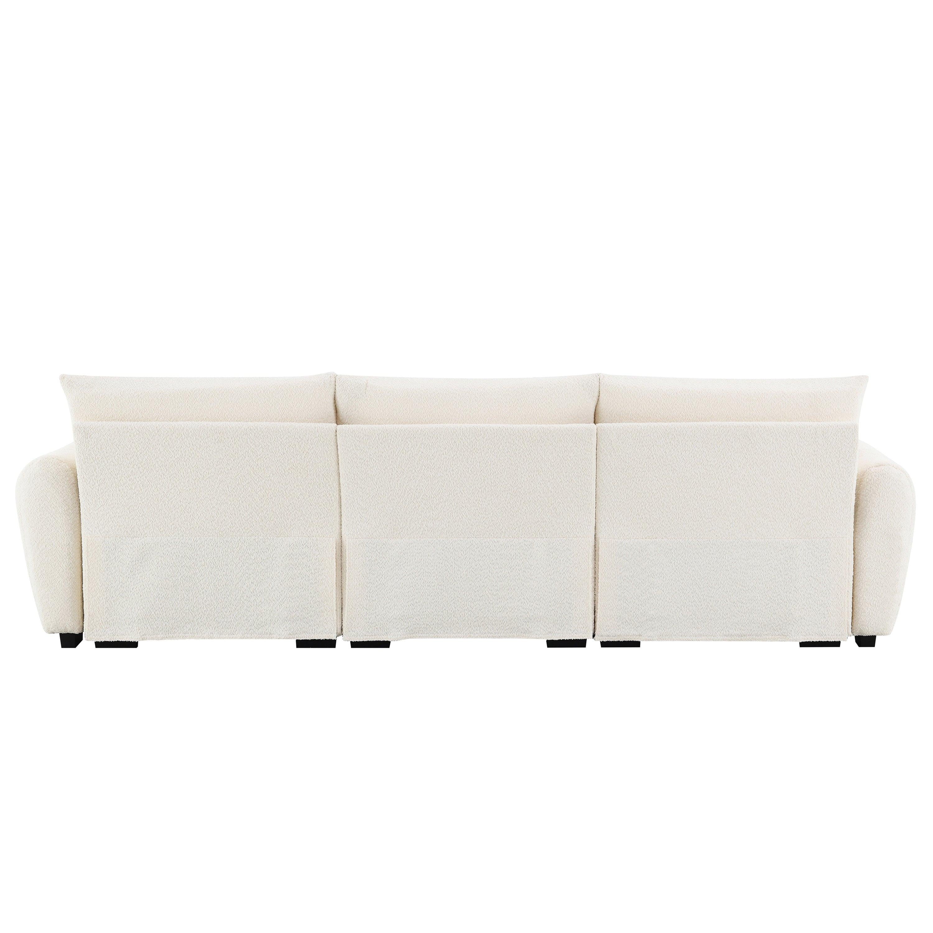 Modular Sectional Sofa with Movable Ottoman & Boucle Fabric.