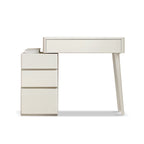 White Solid Wood Dresser Table - Liriodendron Design with minimalist structure and three storage drawers, ideal for modern bedroom setups.