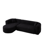 Modular Sectional Sofa with Curved Back & Chenille Fabric.