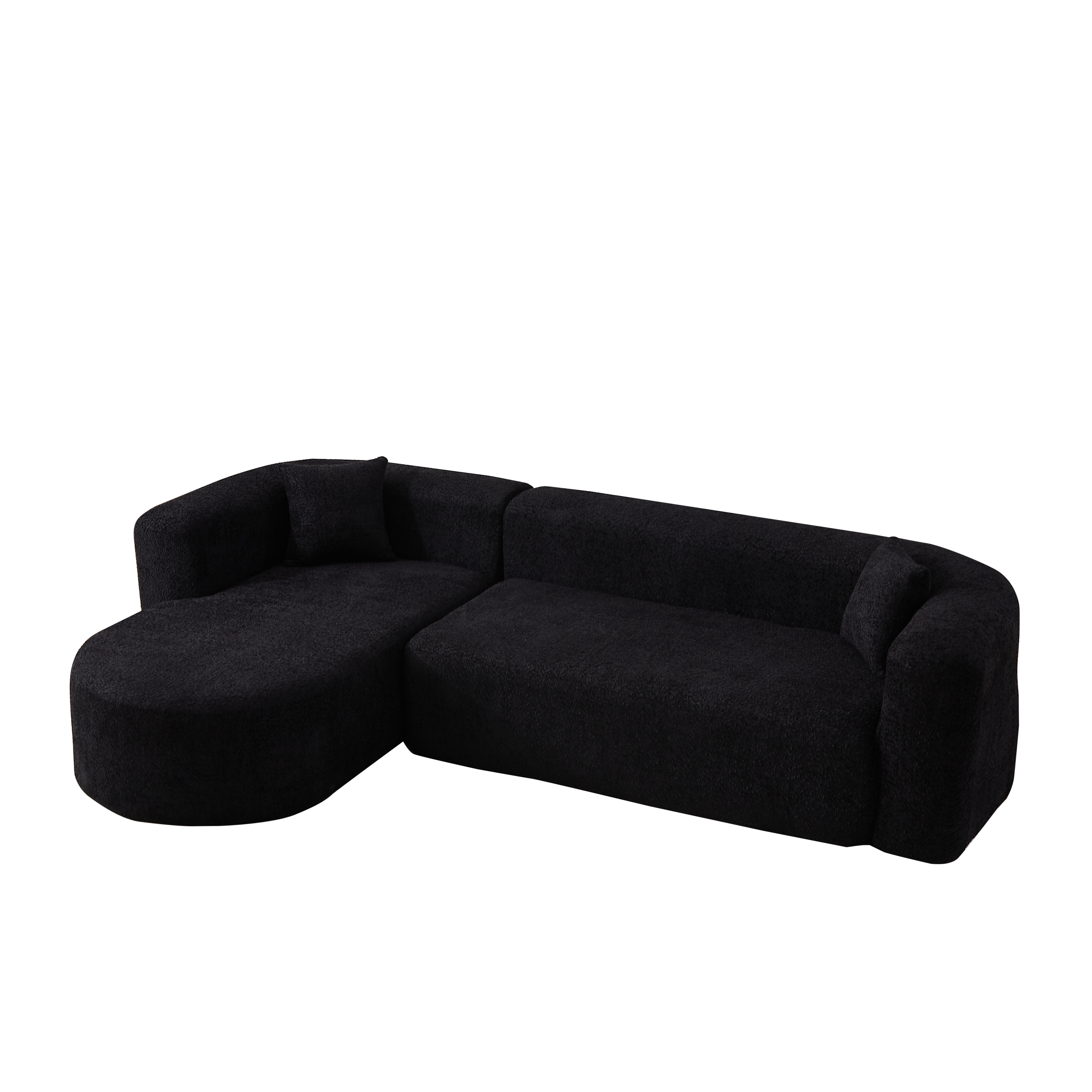 Modular Sectional Sofa with Curved Back & Chenille Fabric.