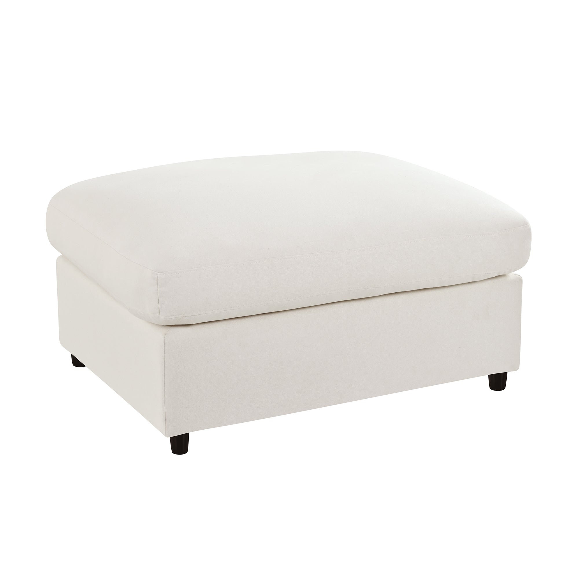 Single ottoman from the U_STYLE U-shaped sectional sofa set, upholstered in cream chenille fabric with a cushioned top and short black legs.