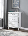 Genoa 48-Inch Sparkling White Wood Chest with Mirror Trim and Drawers