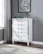 Genoa 48-Inch Sparkling White Wood Chest with Mirror Trim and Drawers