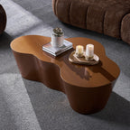 Brown Fiberglass Coffee Table - 50 Inch Unique Shape.