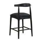 Back angled view of Black Fabric Counter Stool emphasizing modern silhouette and plush seat for cozy seating.