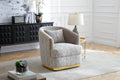 Lexington Velvet Chenille Accent Chair with Gold Trim - Beige